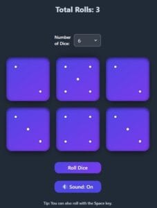 Dice roll online with animation and sound
