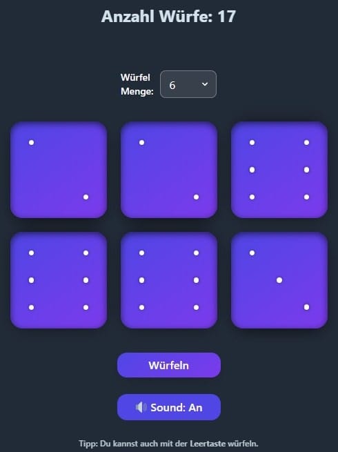 Würfel online für Kniffel & Würfelspiele. Würfel werfen mit mehreren virtuellen Würfeln im RandomNinja Würfelspiel.